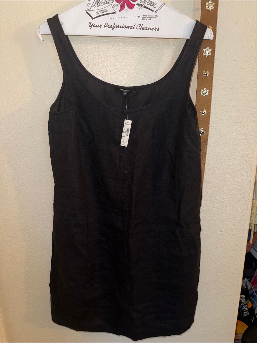 Madewell Black Linen Midi Tank Dress